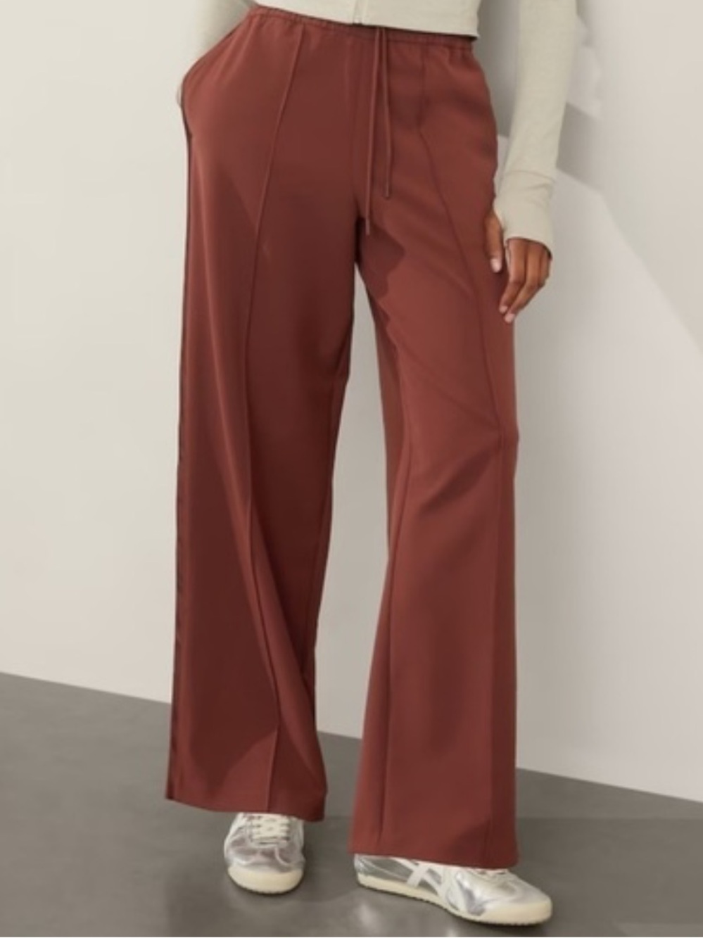 Athleta Women’s High-Rise Wide-Leg Brown Athletic Pull On Pants Size XL